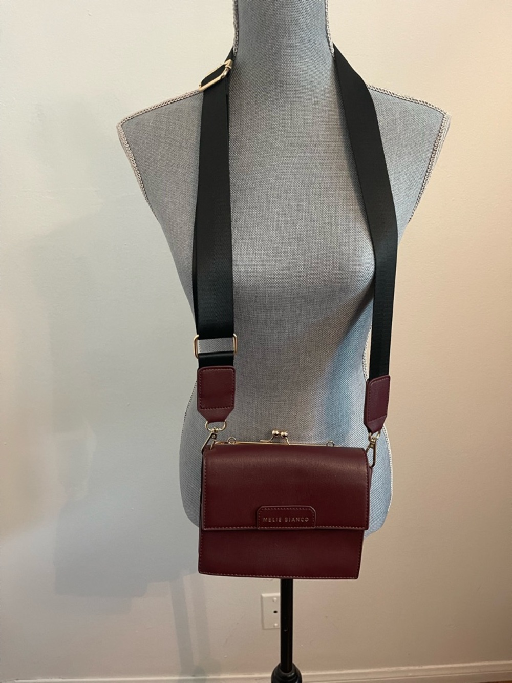 Melie Bianco Wine Red Crossbody with Gold Hardware - Picture 12 of 15